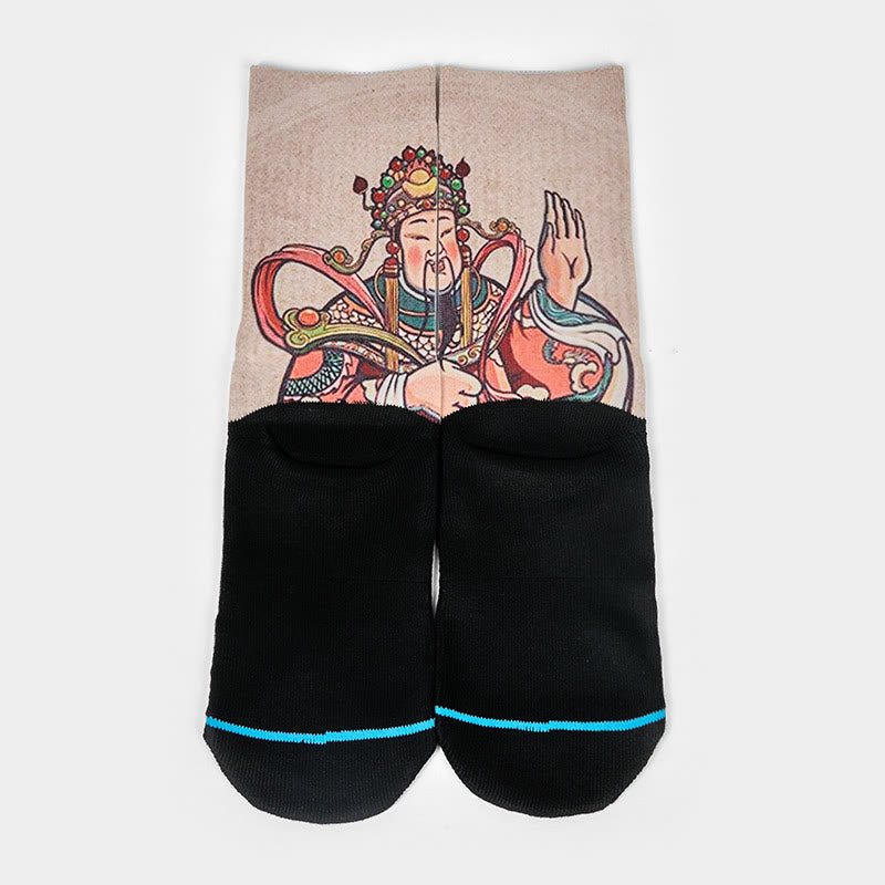 Nimara Ritual Casual God Of Wealth Ruyi Handle Micro Crew Men Women Unisex Socks