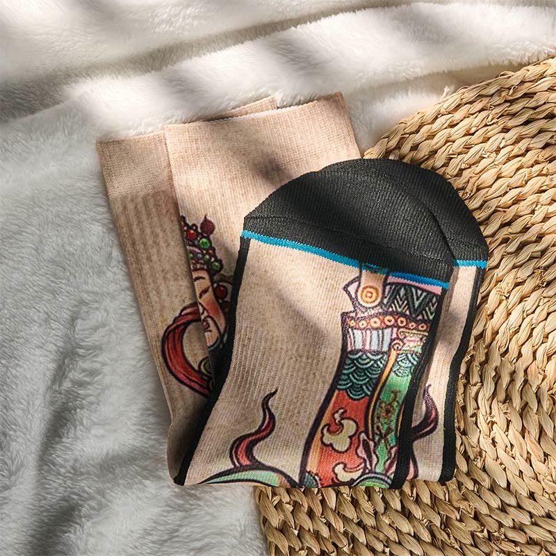 Nimara Ritual Casual God Of Wealth Ruyi Handle Micro Crew Men Women Unisex Socks
