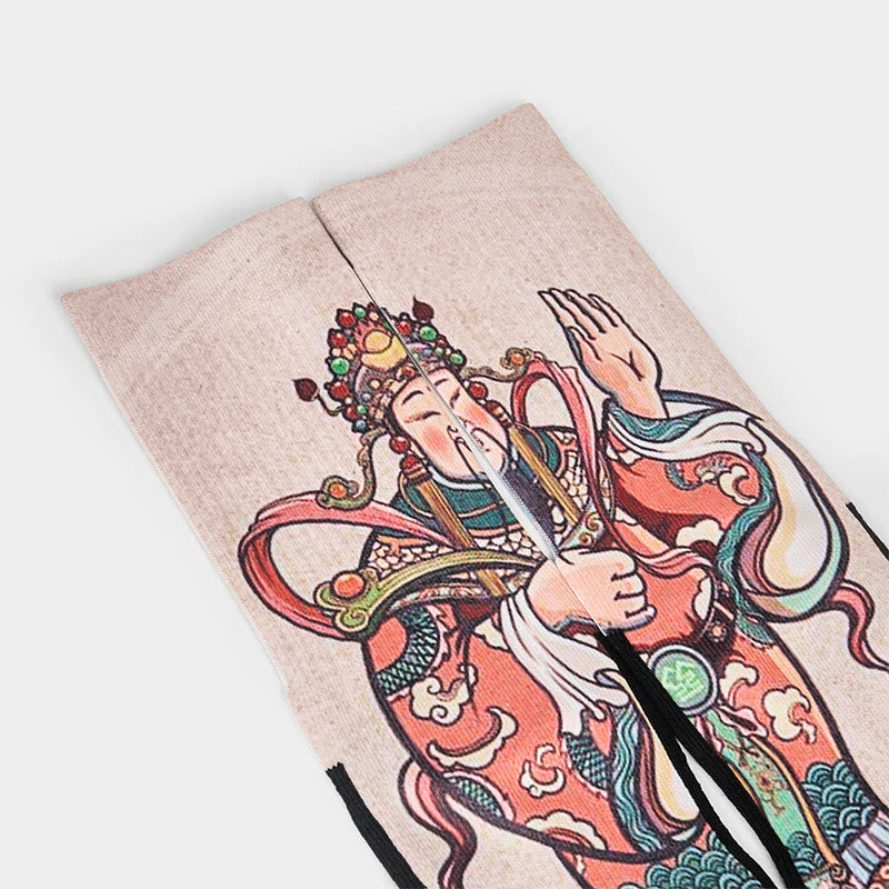 Nimara Ritual Casual God Of Wealth Ruyi Handle Micro Crew Men Women Unisex Socks