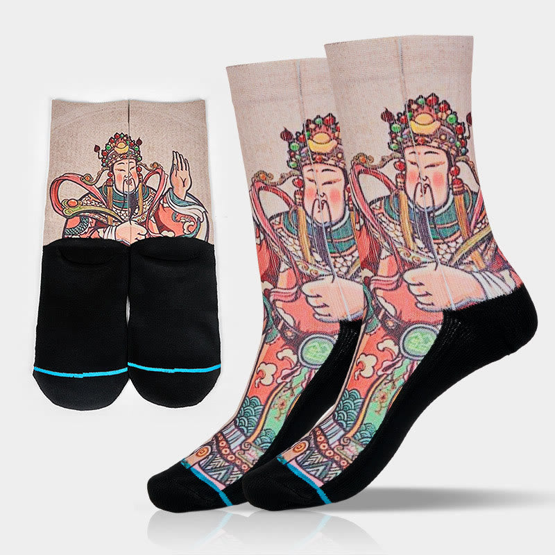Nimara Ritual Casual God Of Wealth Ruyi Handle Micro Crew Men Women Unisex Socks