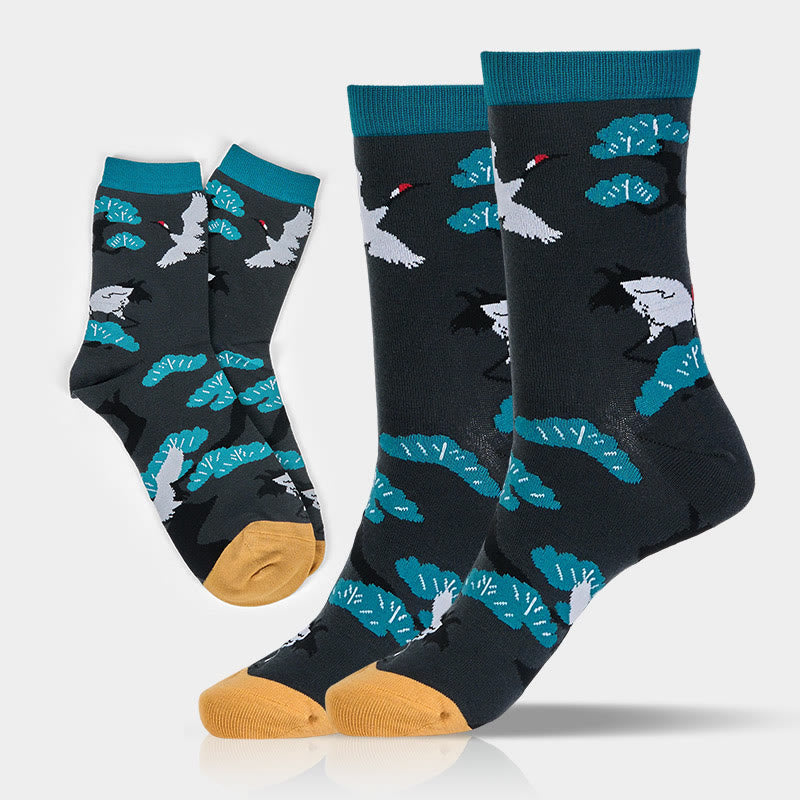 Nimara Ritual "Create Yourself" White Crane Pine Tree Women's Socks Includes Gift Message Card