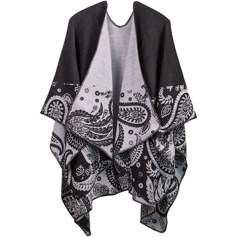 Nimara Ritual Fall Winter Tibetan Paisley Pattern Shawl Thermal Cozy Unisex Scarf Wrap