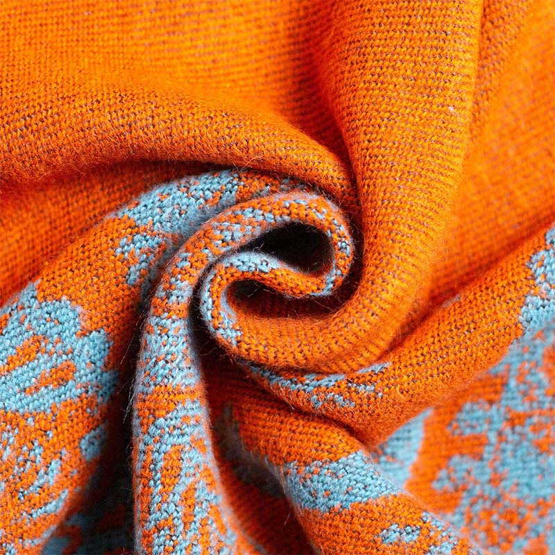 Nimara Ritual Fall Winter Tibetan Paisley Pattern Shawl Thermal Cozy Unisex Scarf Wrap