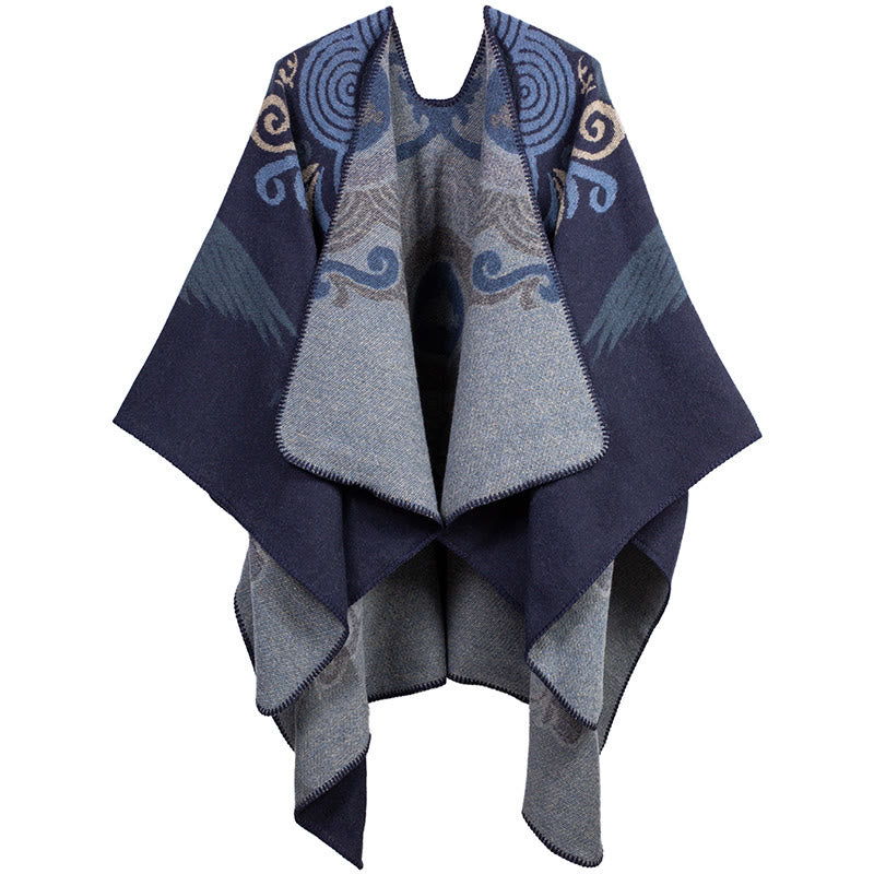 Nimara Ritual Tibetan Open Front Auspicious Cloud Crane Pattern Unisex Cozy Scarf Shawl