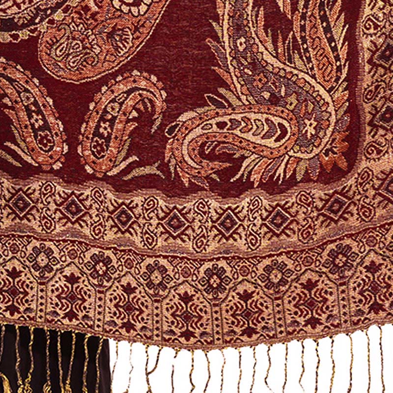 Nimara Ritual Bohemia Style Tibetan Paisley Floral Pattern Tassel Cozy Scarf Shawl