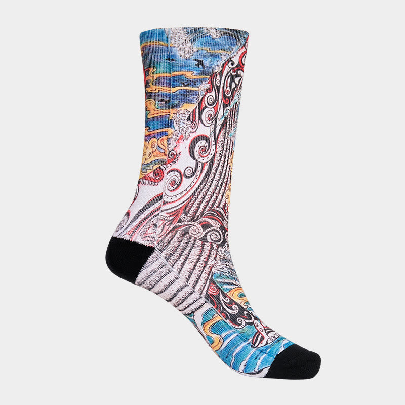 Nimara Ritual Casual Whale Waves Sunset Micro Crew Men Women Unisex Socks