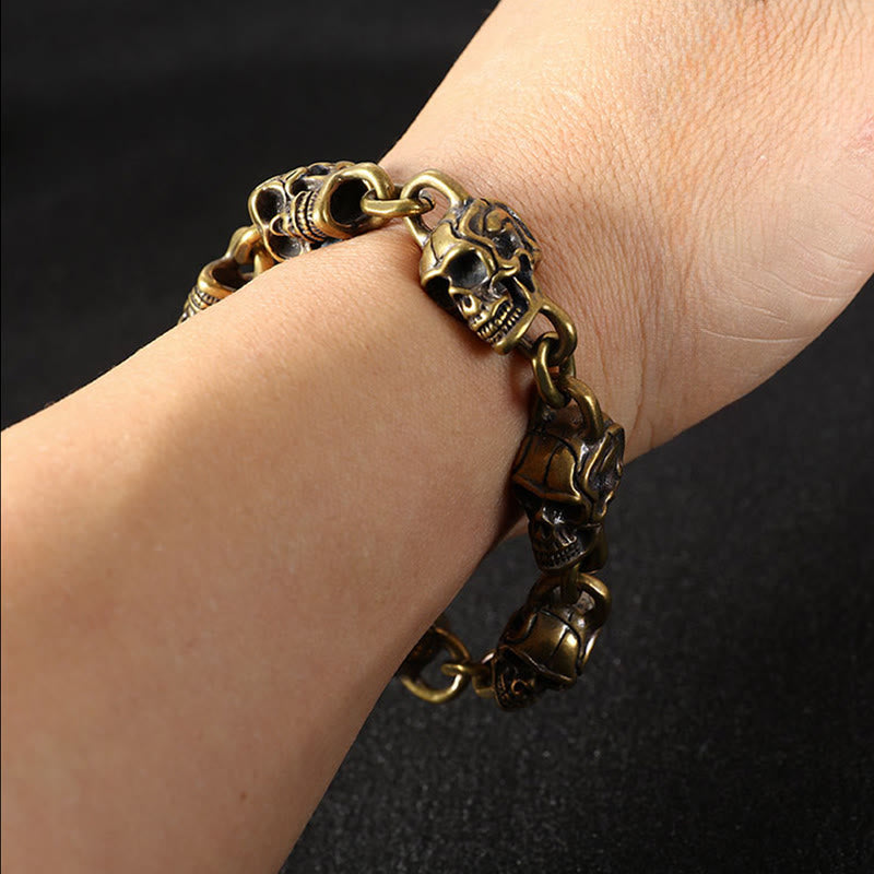 Nimara Ritual Retro Copper Brass Skull The Lord Of The Corpse Forest Protection Bracelet