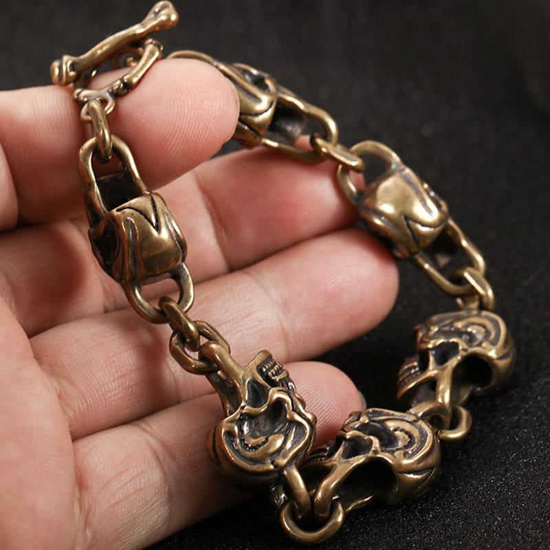 Nimara Ritual Retro Copper Brass Skull The Lord Of The Corpse Forest Protection Bracelet