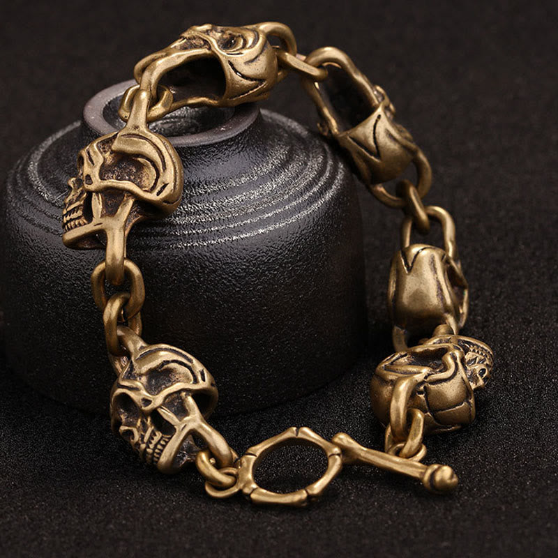Nimara Ritual Retro Copper Brass Skull The Lord Of The Corpse Forest Protection Bracelet
