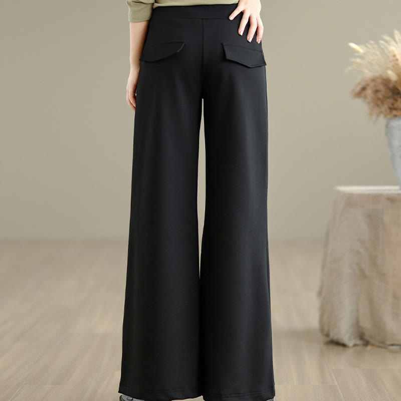 Nimara Ritual Plain Drawstring Cotton Polyester Women's Wide Leg Pants With Pockets