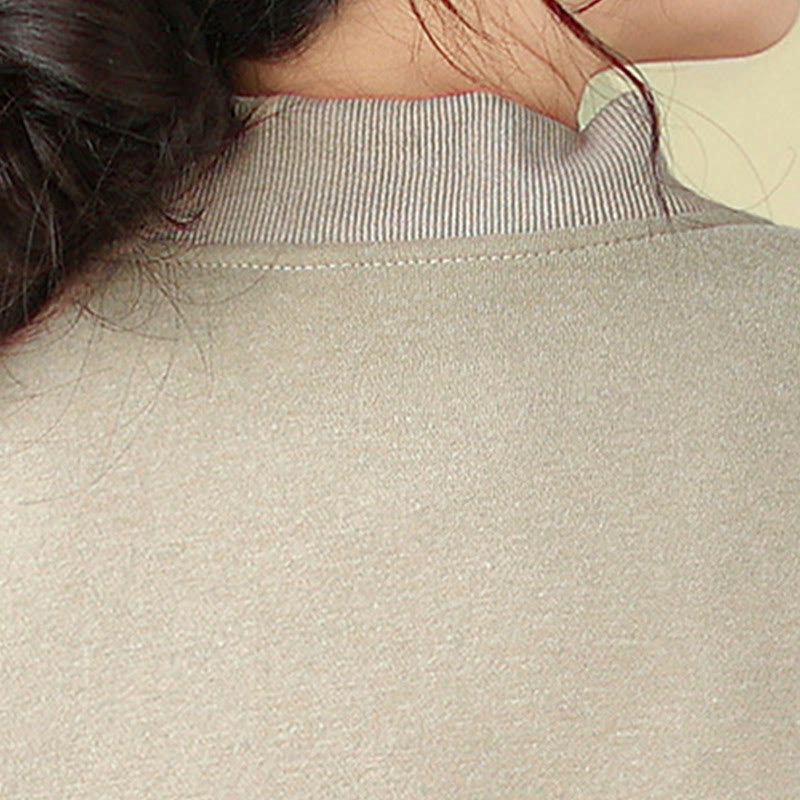 Nimara Ritual Plain Women's Buttons Crew Neck Long Sleeve Cotton Jacket With Pockets