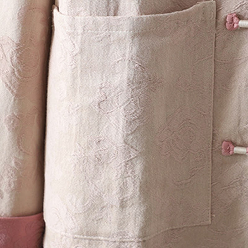 Nimara Ritual Casual Women's Flower Pattern Long Sleeve Stand Collar Shirt
