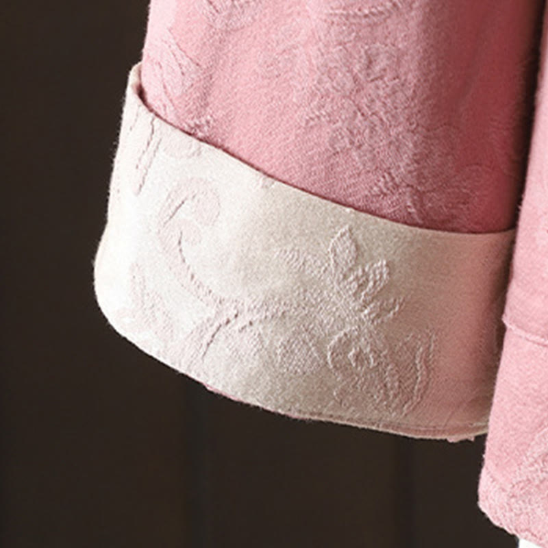 Nimara Ritual Casual Women's Flower Pattern Long Sleeve Stand Collar Shirt