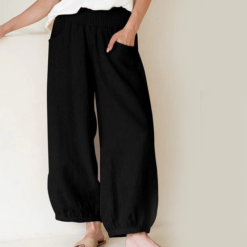 Nimara Ritual Plain Color Cotton Women's Harem Pants With Pockets