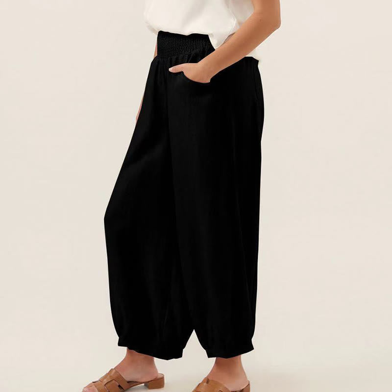Nimara Ritual Plain Color Cotton Women's Harem Pants With Pockets