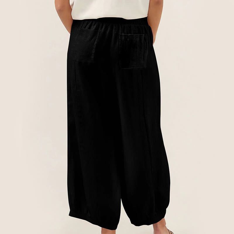 Nimara Ritual Plain Color Cotton Women's Harem Pants With Pockets