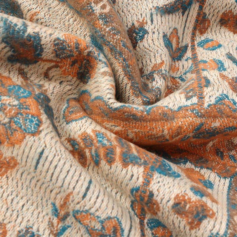 Nimara Ritual Ethnic Embroidered Paisley Flowers Pattern Tassel Soft Scarf Shawl