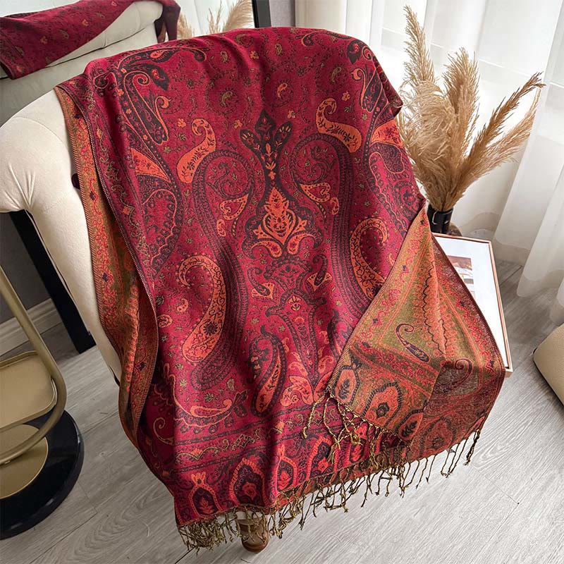 Nimara Ritual Spring Floral Paisley Pattern Scarf Shawl With Tassels