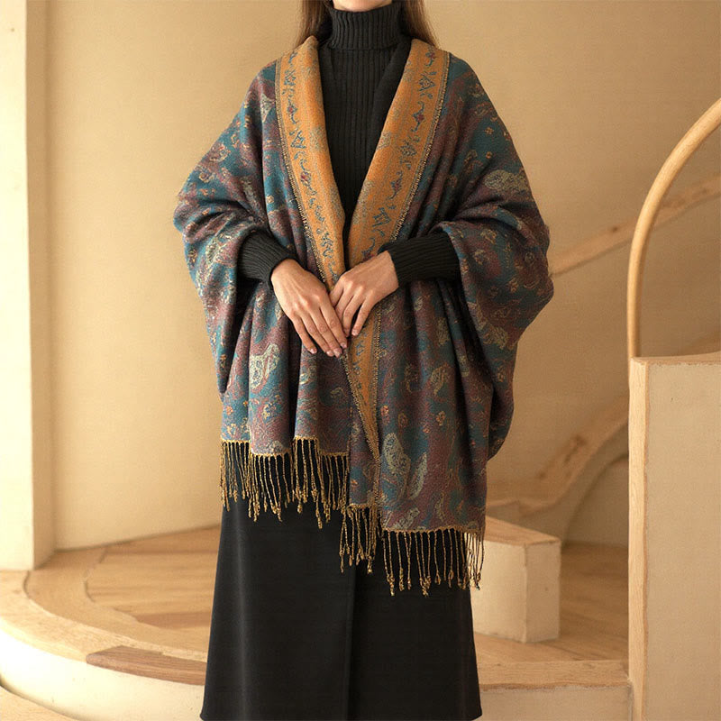 Nimara Ritual Spring Floral Paisley Pattern Scarf Shawl With Tassels