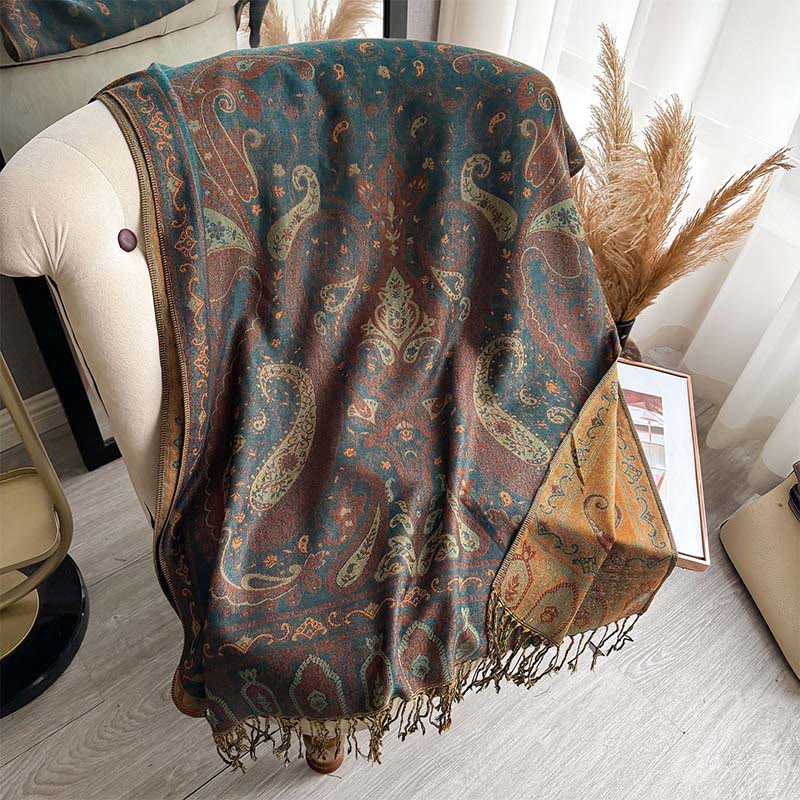 Nimara Ritual Spring Floral Paisley Pattern Scarf Shawl With Tassels