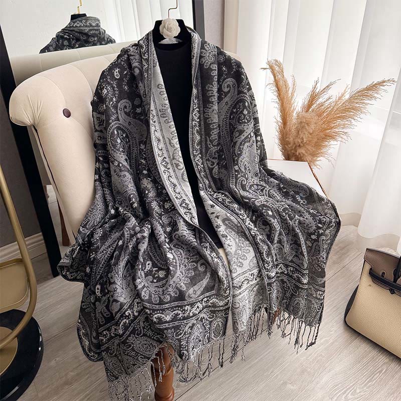 Nimara Ritual Spring Floral Paisley Pattern Scarf Shawl With Tassels