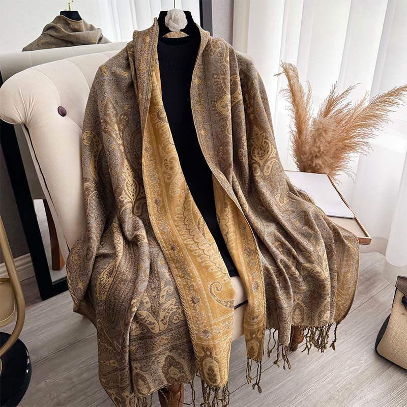 Nimara Ritual Spring Floral Paisley Pattern Scarf Shawl With Tassels