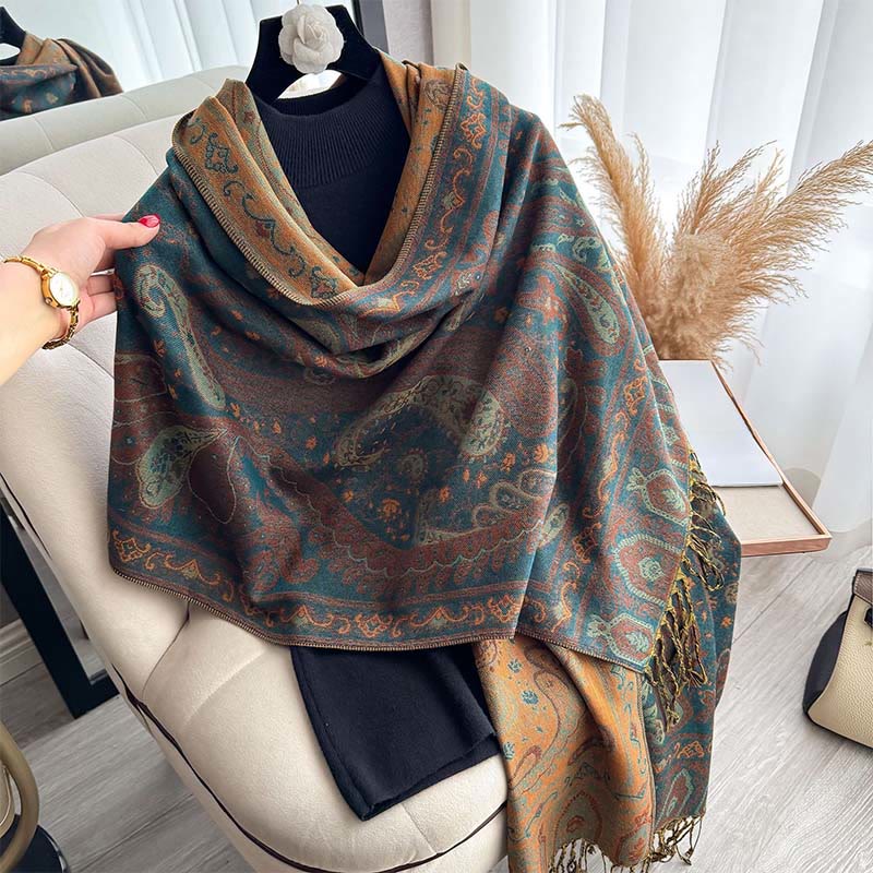 Nimara Ritual Spring Floral Paisley Pattern Scarf Shawl With Tassels