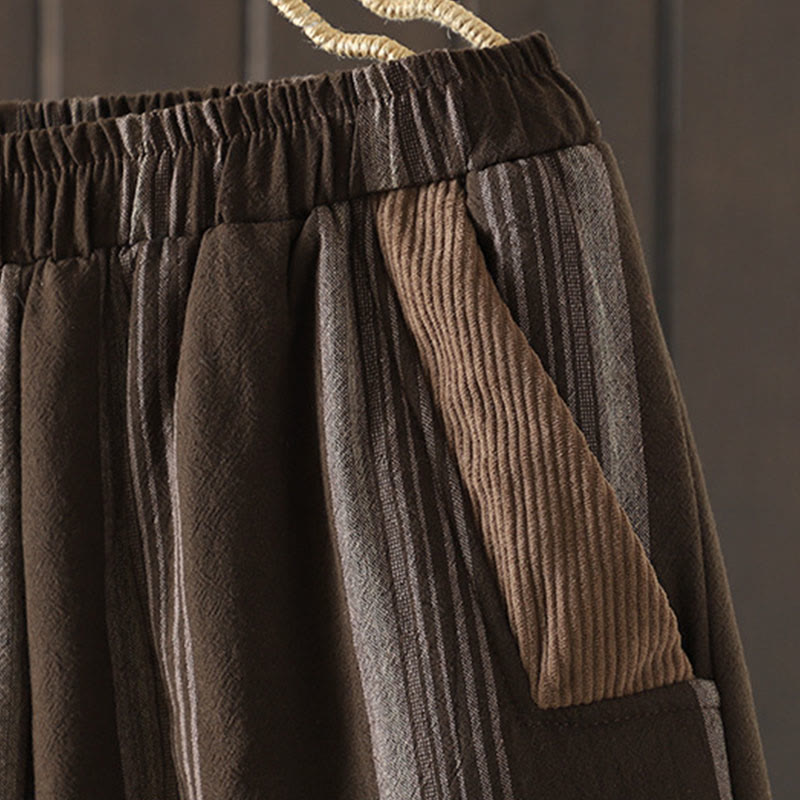 Nimara Ritual Commute Thermal Striped Cotton Women's Harem Pants With Pockets
