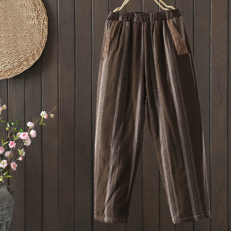 Nimara Ritual Commute Thermal Striped Cotton Women's Harem Pants With Pockets