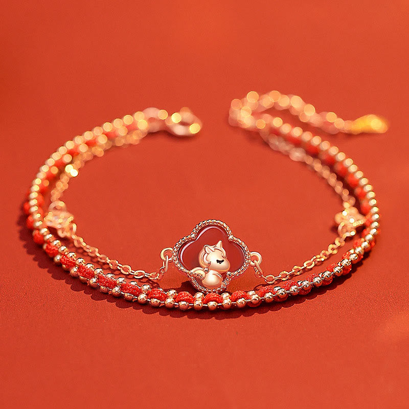 Nimara Ritual 925 Sterling Silver Year Of The Horse Red Agate Hetian Jade Confidence Bracelet