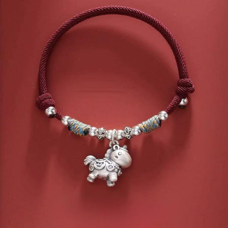 Nimara Ritual Year of the Horse 999 Sterling Silver String Braided Protection Bracelet