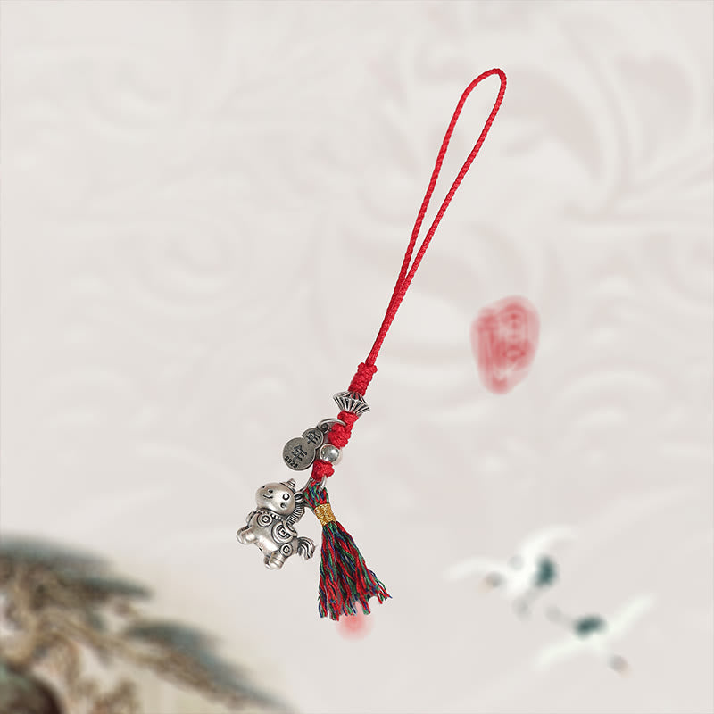 Nimara Ritual Year of the Horse 999 Sterling Silver Good Luck Copper Coins Phone Hanging Decoration