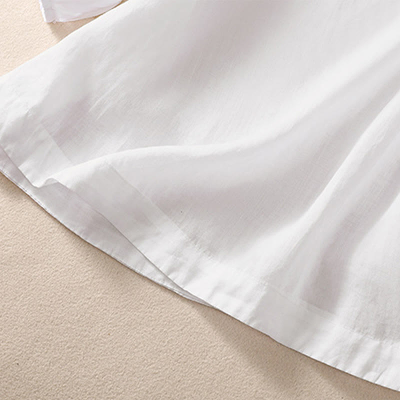 Nimara Ritual Casual Plain Button Floral Embroidered Design Puff Half Sleeve Women's Shirt