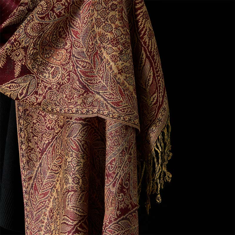 Nimara Ritual Spring Long Leaves Flowers Pattern Tassel Soft Scarf Shawl