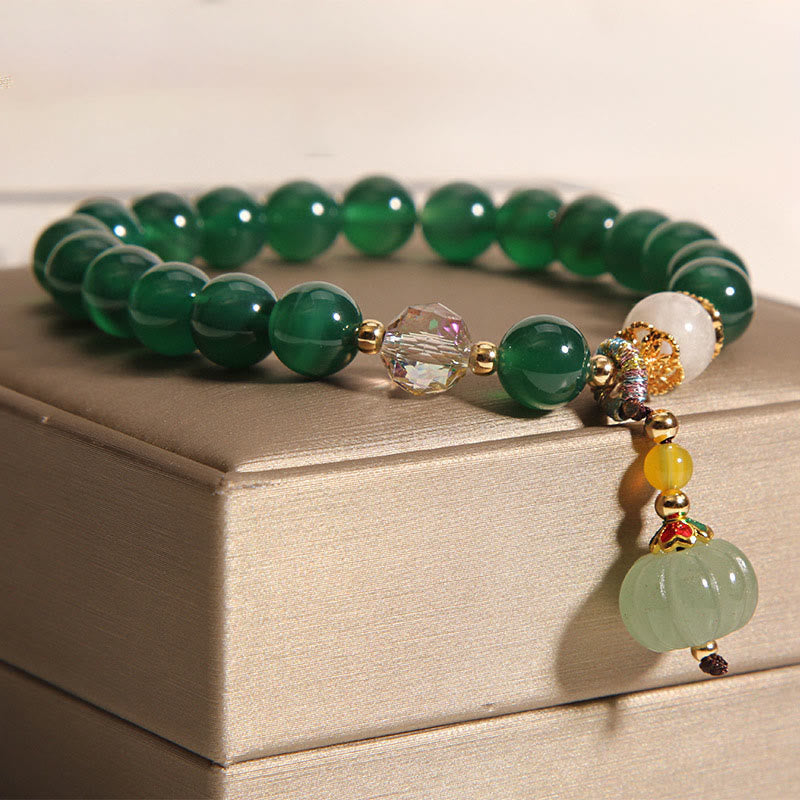 Nimara Ritual Green Crystal Pumpkin Bead Relax Calm Bracelet