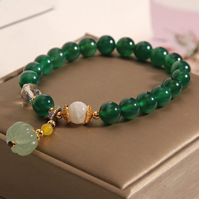 Nimara Ritual Green Crystal Pumpkin Bead Relax Calm Bracelet
