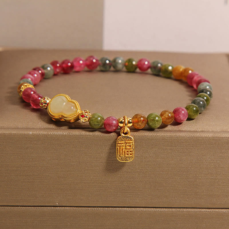 Nimara Ritual Tourmaline Colorful Stone Fu Character Positive Bracelet
