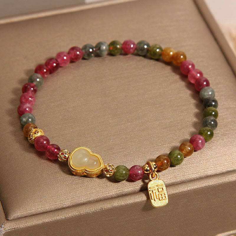 Nimara Ritual Tourmaline Colorful Stone Fu Character Positive Bracelet