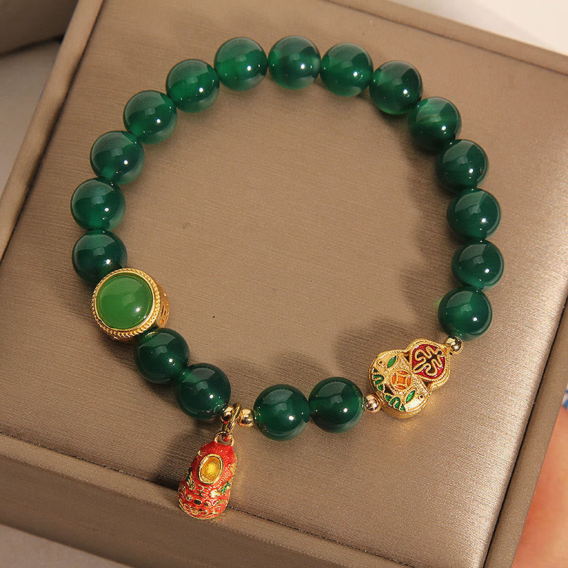 Nimara Ritual Natural Green Agate Gourd Tiger Shoes Pattern Hope Bracelet