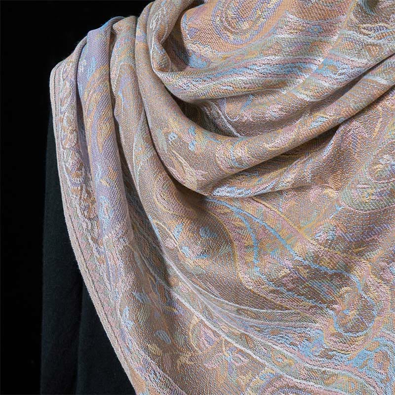 Nimara Ritual Spring Cashew Flower Leaves Vines Geometric Pattern Tassel Soft Scarf Shawl