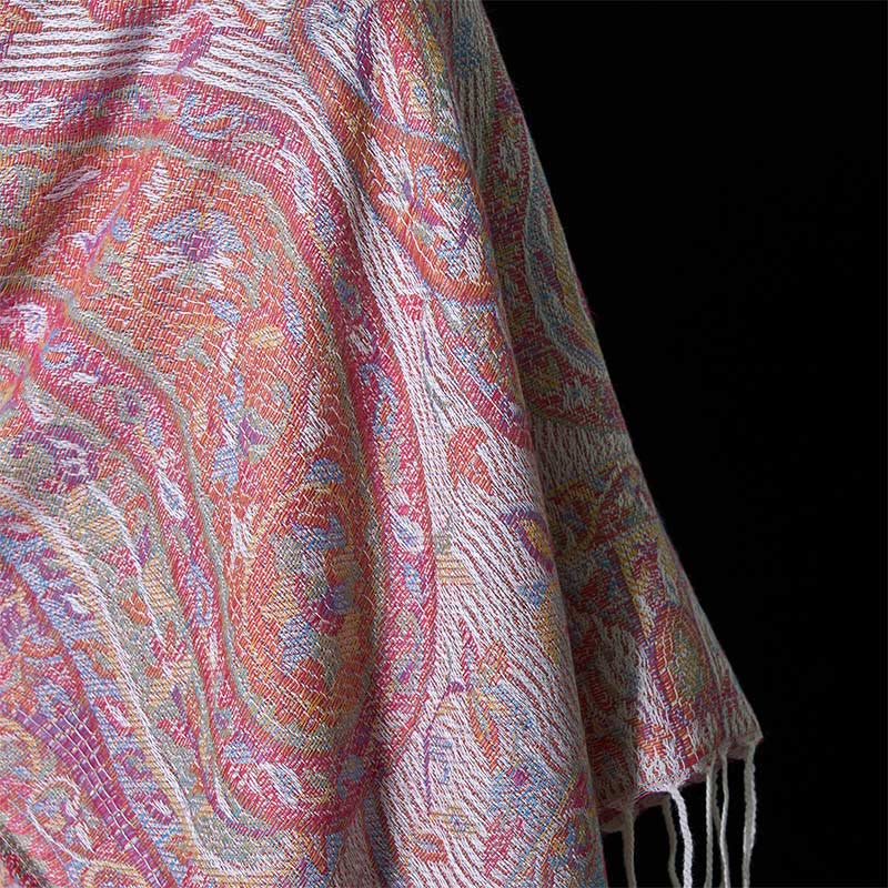 Nimara Ritual Spring Cashew Flower Leaves Vines Geometric Pattern Tassel Soft Scarf Shawl