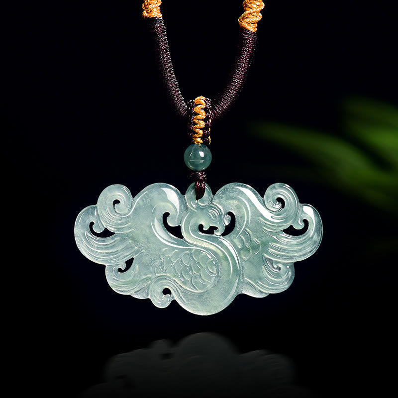 Nimara Ritual Chinese Phoenix Jade Luck Necklace String Pendant