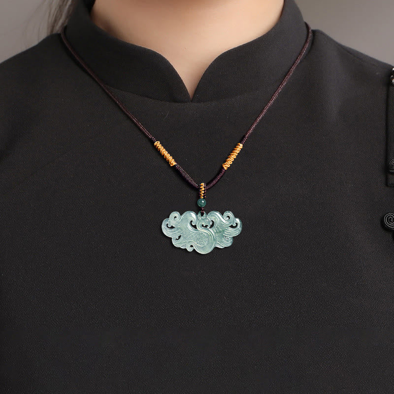 Nimara Ritual Chinese Phoenix Jade Luck Necklace String Pendant