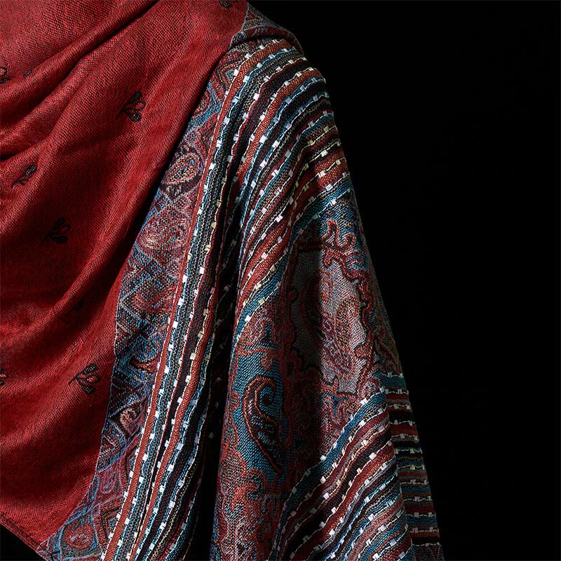 Nimara Ritual Spring Cashew Flower Stripe Geometric Pattern Tassel Soft Scarf Shawl