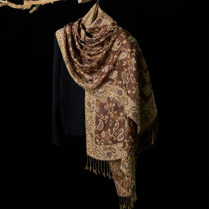 Nimara Ritual Spring Cashew Flower Floral Pattern Tassel Soft Scarf Shawl
