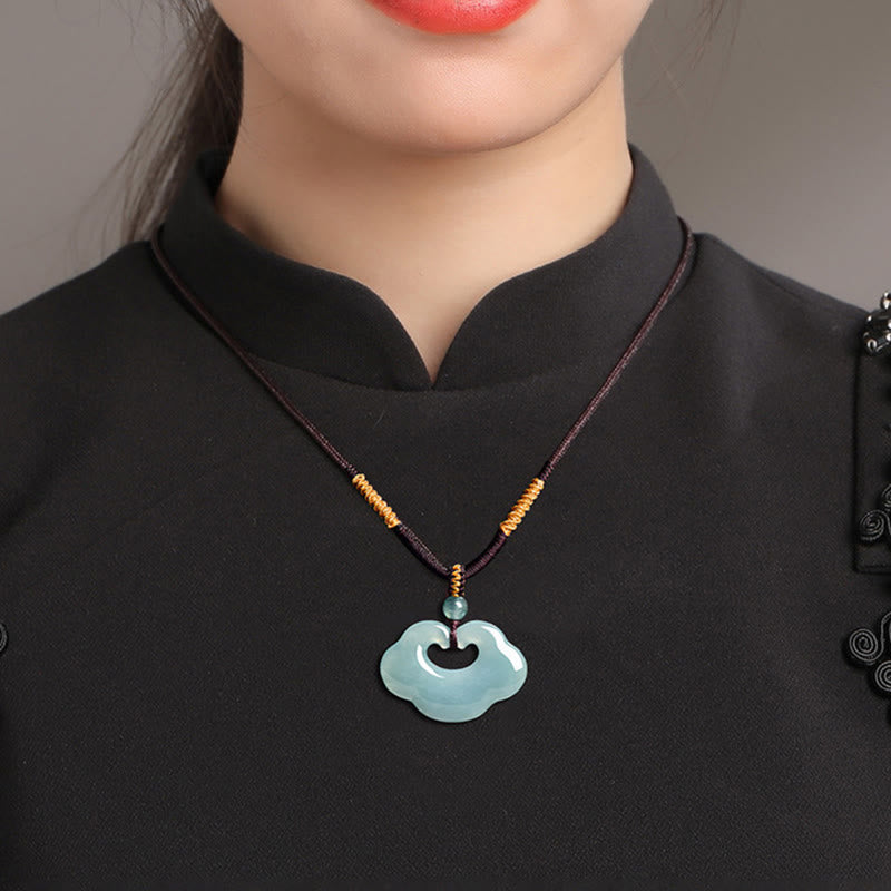 Nimara Ritual Auspicious Ruyi Jade Luck Necklace String Pendant