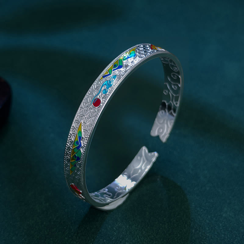 Nimara Ritual Sun Butterfly Pattern Copper Enamel Love Open Adjustable Bracelet Bangle