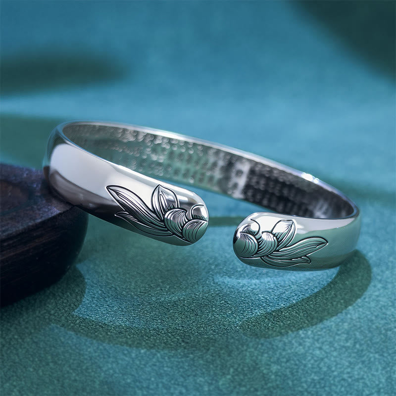 Nimara Ritual Heart Sutra Lotus Copper New Beginning Open Adjustable Bracelet Bangle