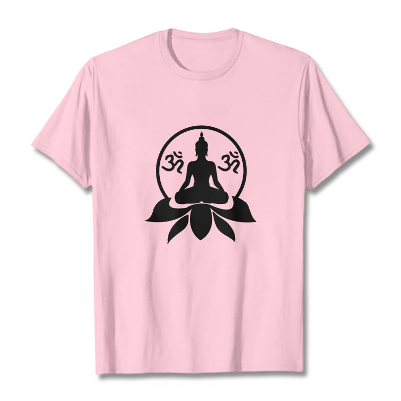 Nimara Ritual OM Symbol Sanskrit Mantras Buddha Seated On Lotus Flower Design Tee T-shirt