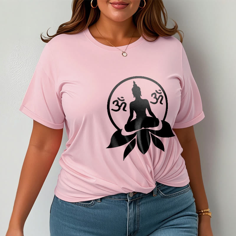 Nimara Ritual OM Symbol Sanskrit Mantras Buddha Seated On Lotus Flower Design Tee T-shirt